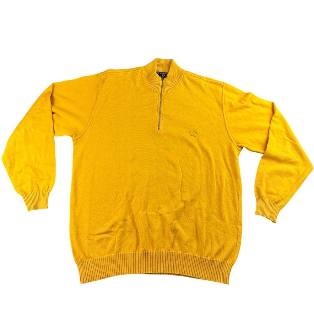 Paul & Shark Yachting Sweater Mens M Quarter Zip Yellow Watershed 100% Cotton